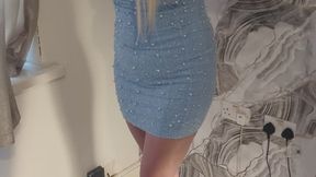 Giantess goddess WinnieLouxo Crushes many tiny plastic cars and a bus in big stripper heels with painted toenails full body view