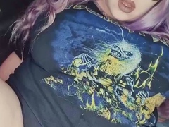 Pink labia close up of naive brunette