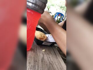 I make a sexy clip in a restaurant using a sex toy