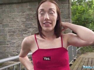 Public Agent - Russian brunette hair with constricted snatch sex outside