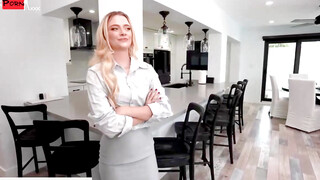 Persuading the Client Beautiful Blonde Realtor Seduces Successful Investor in the midst of a Luxurious Mansion