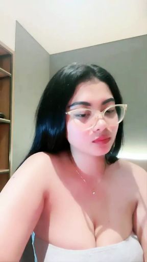 Office friend showing off body in front of camera