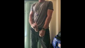 JockDad87 Shoots a Load of Cum All Over the Equipment Closet