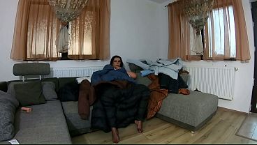 Masturbation in Fluffy Down Jackets &amp_ Long Coats with Dirty Talk