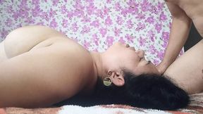 My neighbor visits me and enjoys a good cock up my throat