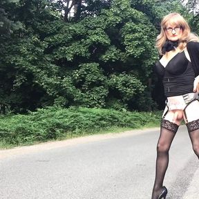 Crossdresser Tranny Outdoors Pissing Compilation 1