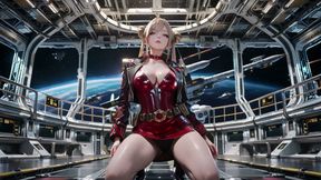 Starship Red Armor: The Blonde Commander's Private Gaze!