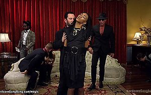 At party ebony double penetrated