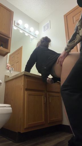 Wife Sneaking to the Bathroom to Get Fucked