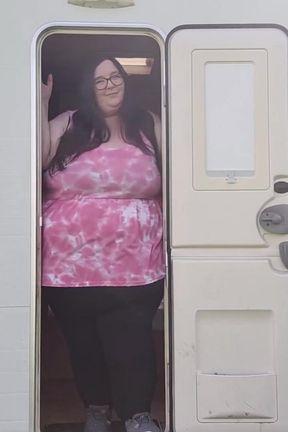 SSBBW Vs Tiny caravan door
