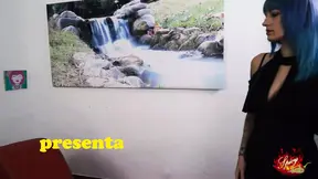 Estefani Tarrago rides a stallion on the sofa