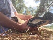 Green earth - Green socks - Pink soles in pristine natural public park - take in the view and smells