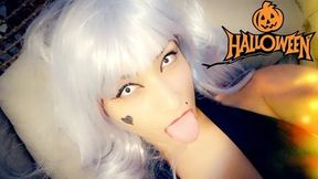 Hot Latina With Big Boobs and Big Ass Gives Sexy Halloween Horror Blowjob