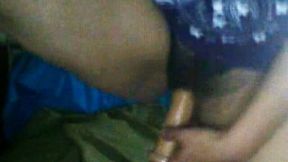 Dirty bitch shows herself sucking a dildo and poking her cooter