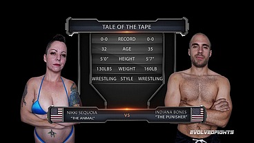 Nikki Sequoia vs Indiana Bones Mixed Wrestling