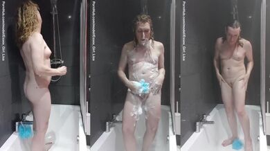 Lisa Essex's British milf POV as she soaps up wet in the shower.