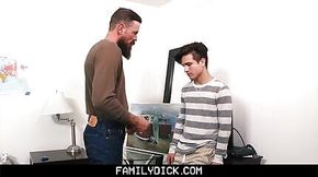 Cute Daddy teaches virgin stepson to suck and fuck