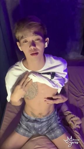 Filipino Inked Horny Twink Teasing and Masturbating Until He Cums
