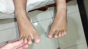 Malay's sultry feet worship titanic tool's mighty member amidst salacious rubdown