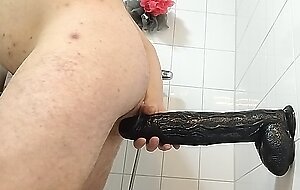 Huge dildo in the ass with some peeing