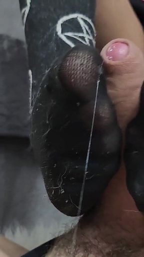 POV Trans Girlfriend's Risky Footjob and Double Cumshot in Socks