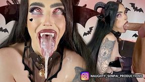 Succubus Goth Chick Gets Dirty Blowjob & Facial - Extended XXX Action!