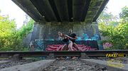Alice Maze Stars in Fake Rail with Mr LDN Lad on Abandoned Train Track