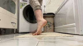 walking around in bare feet
