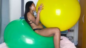 Sexy Camylle Rides Teases Plays And Pops 3 Huge Balloons Black Lingerie