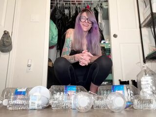 Water Bottle Crushing with Size 16 Large Feet