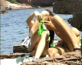 Beautiful German Babe Adores Eating Cum on a Beach