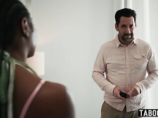 Ebony stepdaughter Destiny Mira gives her perv stepfather what he wants