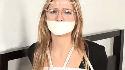 Microfoam Gagged Blonde With Glasses