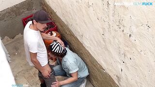 Young amateur duo caught plumbing in the street… so damn real!