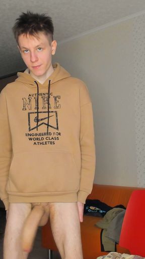 Naughty Boy Cranks Veiny Rod For Creamy Cum Doom   Clip 1