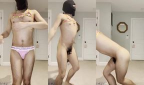 Amateur dancer's tight hole stuffed raw twink loads solo