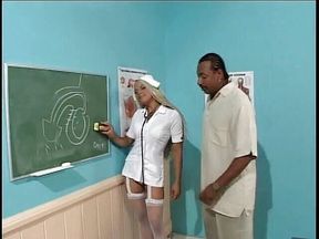 Student nurse shows her cocksucking skills to teacher stud in class