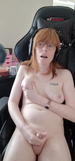 Red Headed Irish Trans Girl Masturbating with Toy and Cumming
