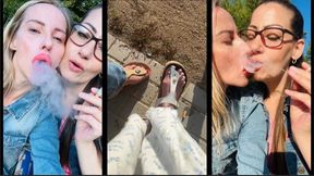 Smoking with my step-sister outside in the Park & crushing Our cigs with Our Sandals