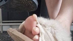 Goddess Samariel and Mistress Long toenails fluffy slippers worship