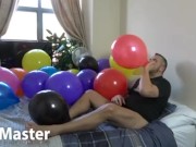 DILF blows and pops balloons before cumming on one like a looner PREVIEW