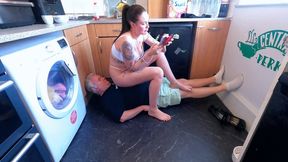 Jennifer Sits On Her Slave On The Kitchen Floor 2 (4K)