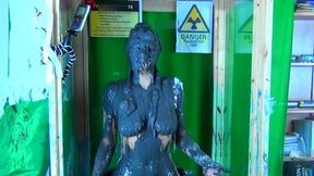 Naked Girl gunged in cement