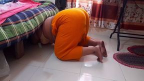 MILF Half Naked Hot Stepmom Stuck Under Bed, Then Stepson Give Her Anal Fuck & Destroy Big Booty