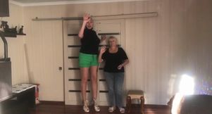 Comparing my height and feet with my friend 3