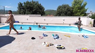 Interracial poolside orgy with hung spanish men: viktor rom, koldo goran, axel max, and more!