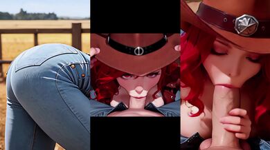 Redhead Cowgirl Leather POV Deepthroat Blowjob