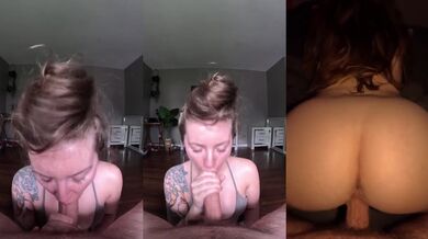 Tattooed babe deep throats every drop like a hungry slut