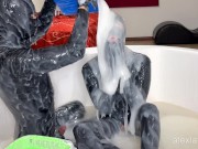 Playing in slime with Gloomy Babe, T2, messy sex - Alex Latex