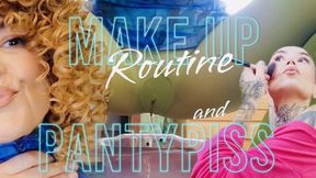 Make up routine and piss on tights